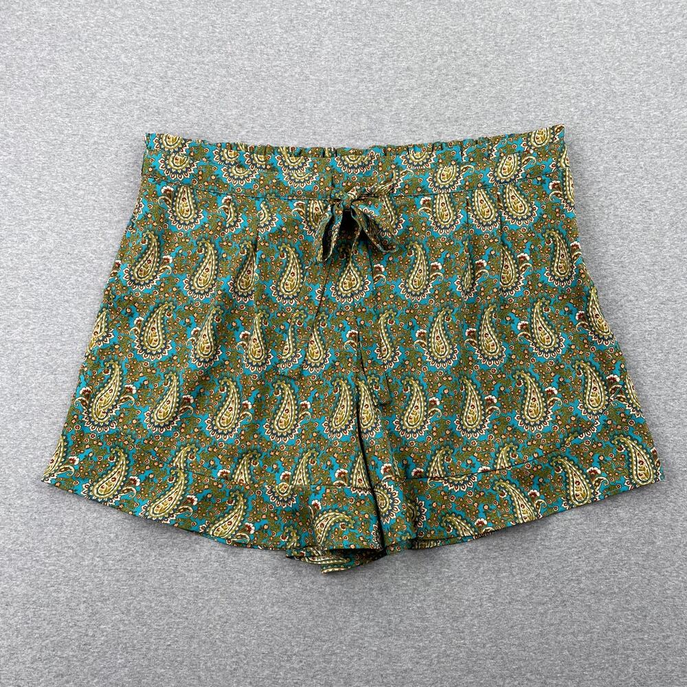 DR2 Paisley Tie Waist Casual Shorts Womens XXL Plus Green Pockets Lightweight
